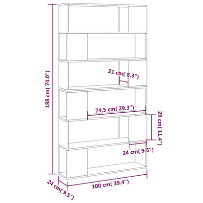 vidaXL Book Cabinet Room Divider Sonoma Oak 100x24x188 cm - Brown