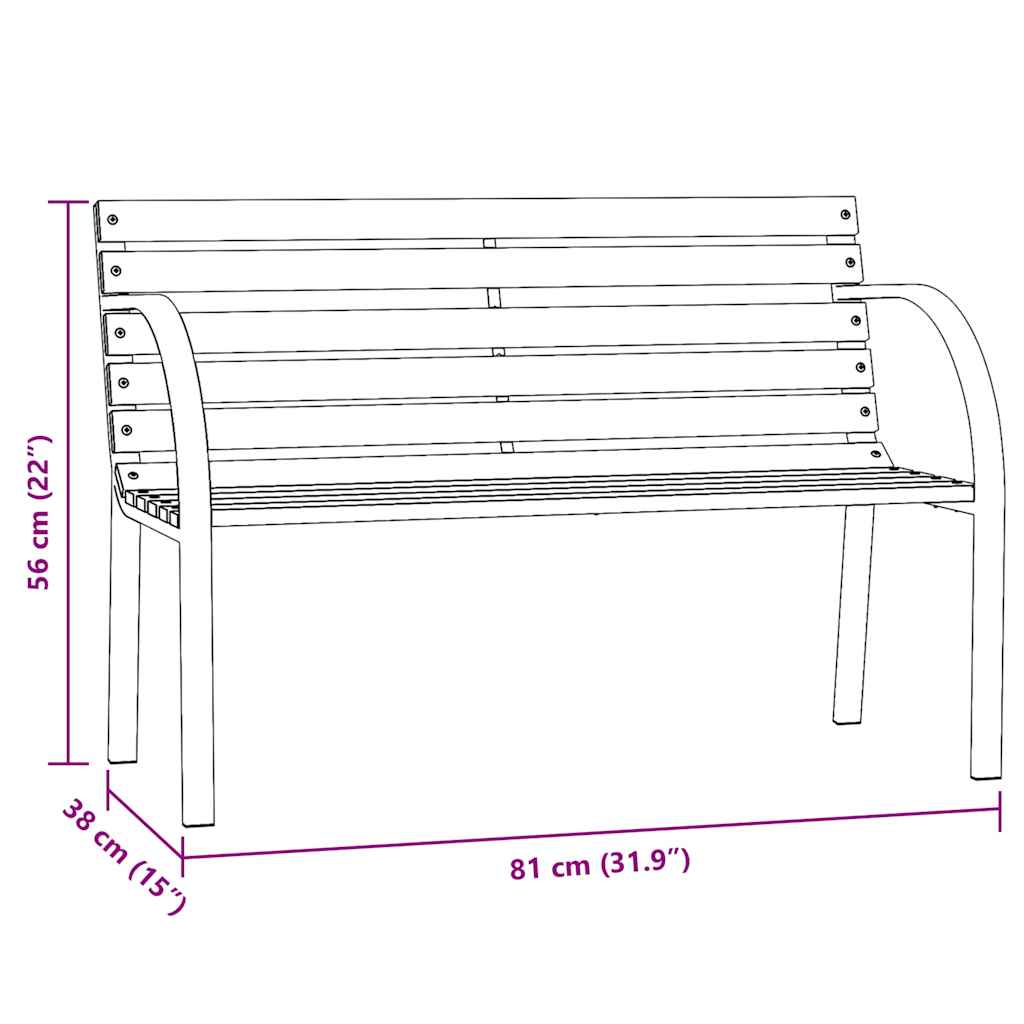 vidaXL Children Garden Bench 81 cm Chinese Fir Wood - Brown