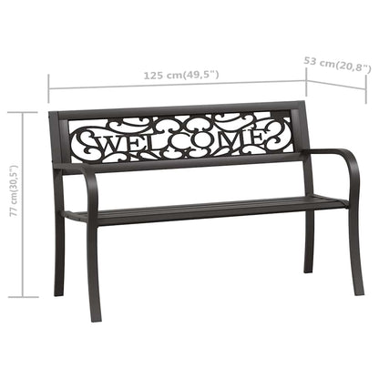 vidaXL Garden Bench 125 cm Steel Black