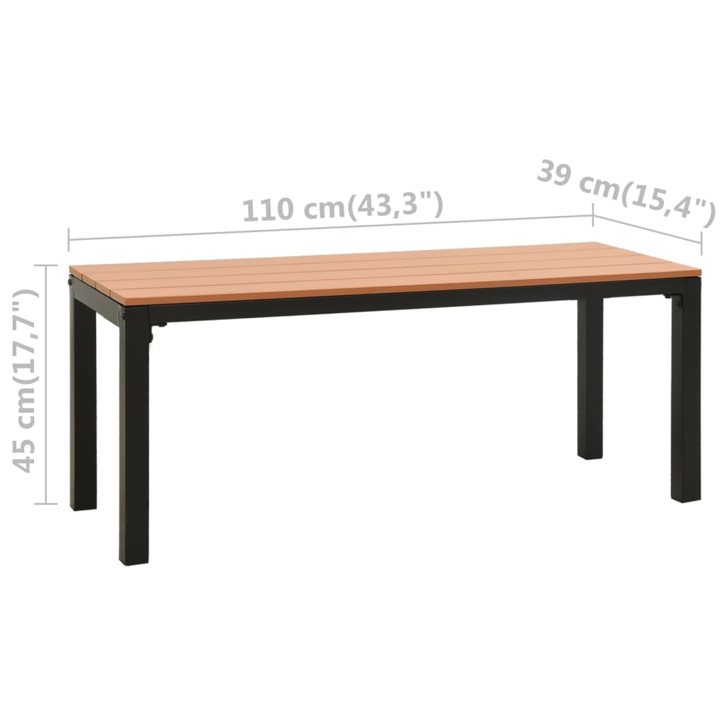 vidaXL Garden Bench 110 cm Steel and WPC Brown and Black
