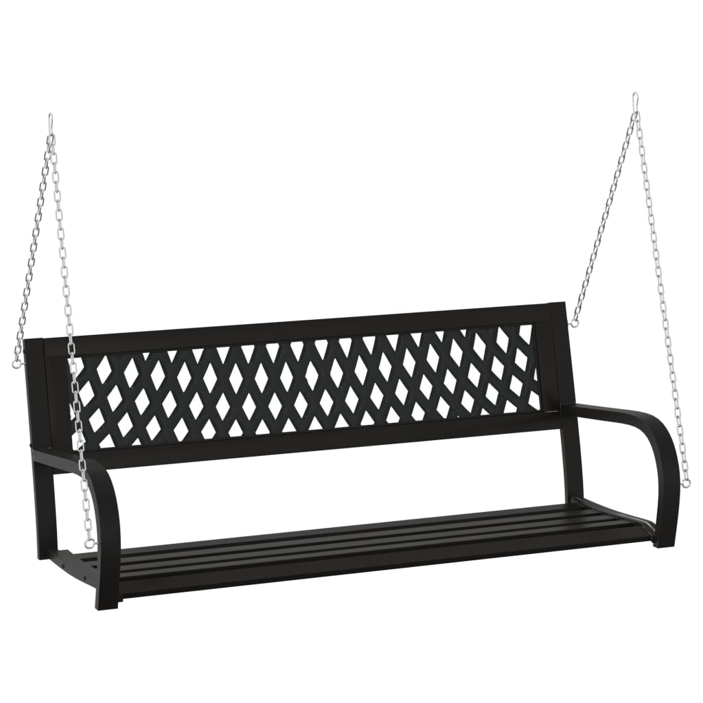 vidaXL Garden Swing Bench 125 cm Steel and Plastic Black - 30418