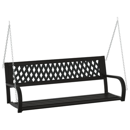 vidaXL Garden Swing Bench 125 cm Steel and Plastic Black - 30418