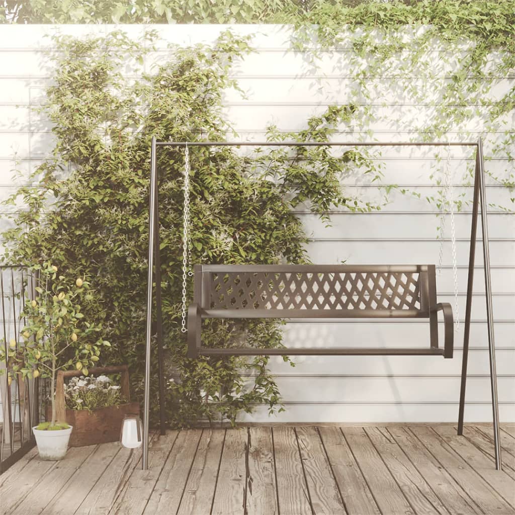 vidaXL Garden Swing Bench 125 cm Steel and Plastic Black - 30418