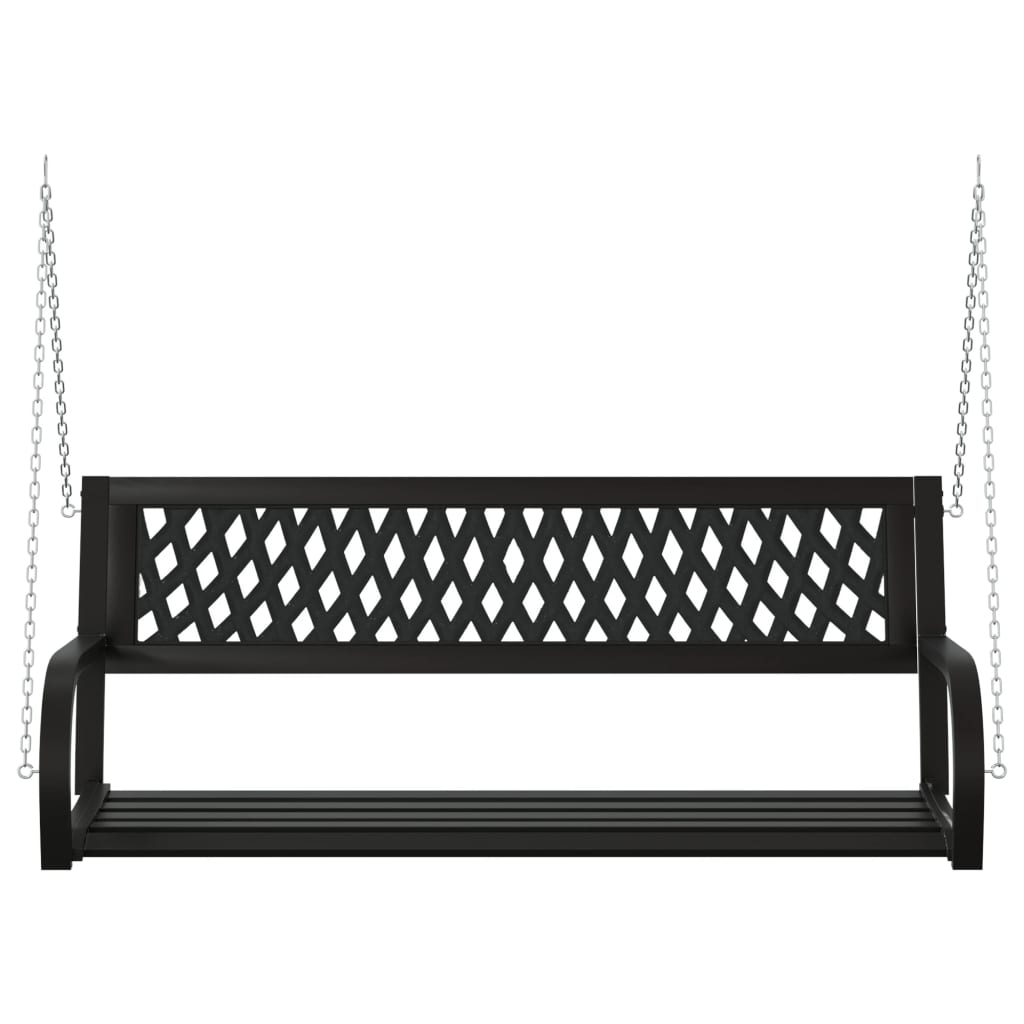 vidaXL Garden Swing Bench 125 cm Steel and Plastic Black - 30418