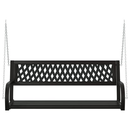 vidaXL Garden Swing Bench 125 cm Steel and Plastic Black - 30418