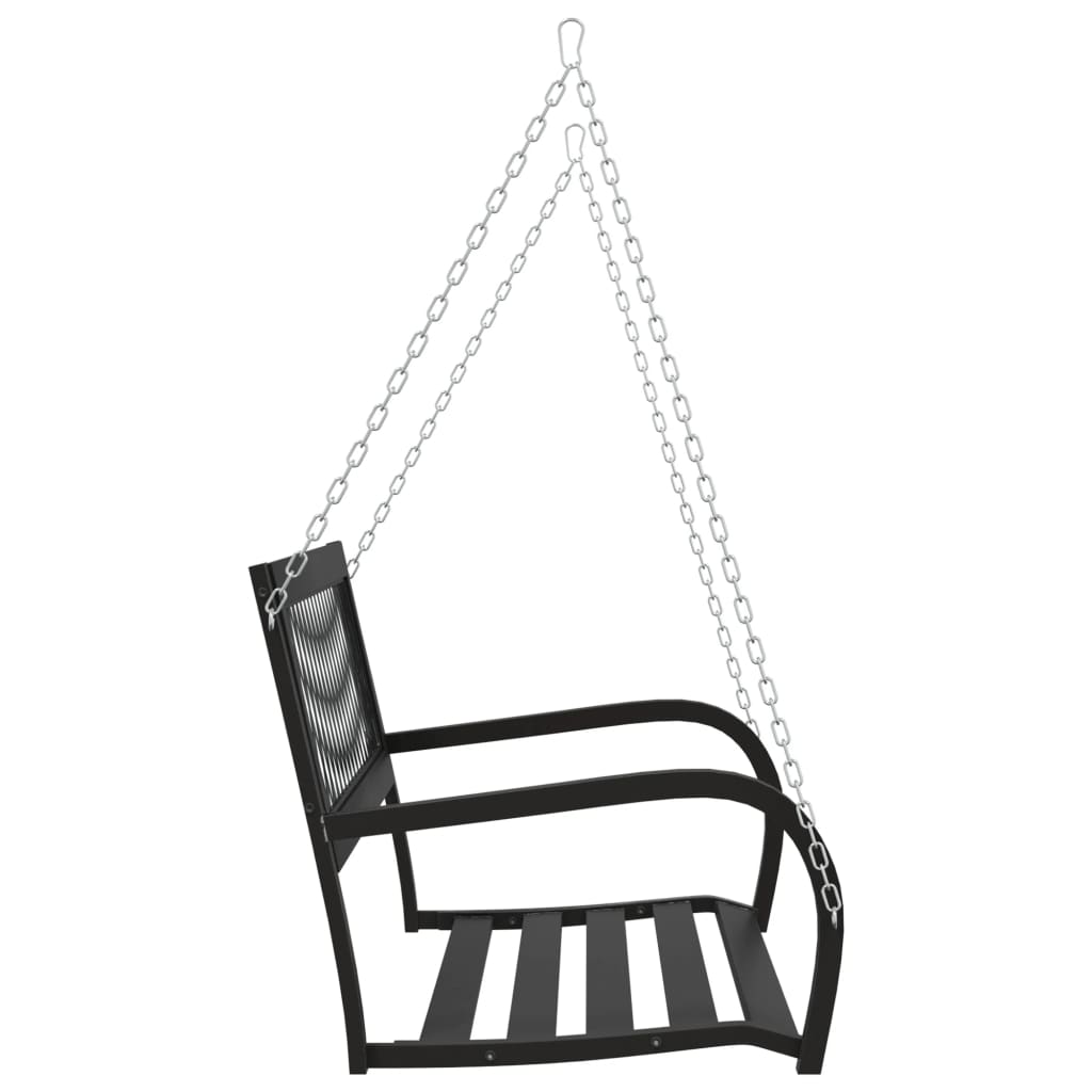 vidaXL Garden Swing Bench 125 cm Steel and Plastic Black - 30418