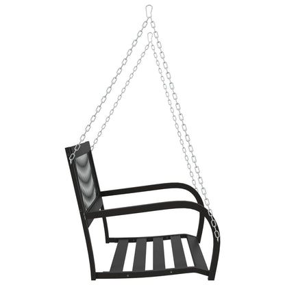 vidaXL Garden Swing Bench 125 cm Steel and Plastic Black - 30418