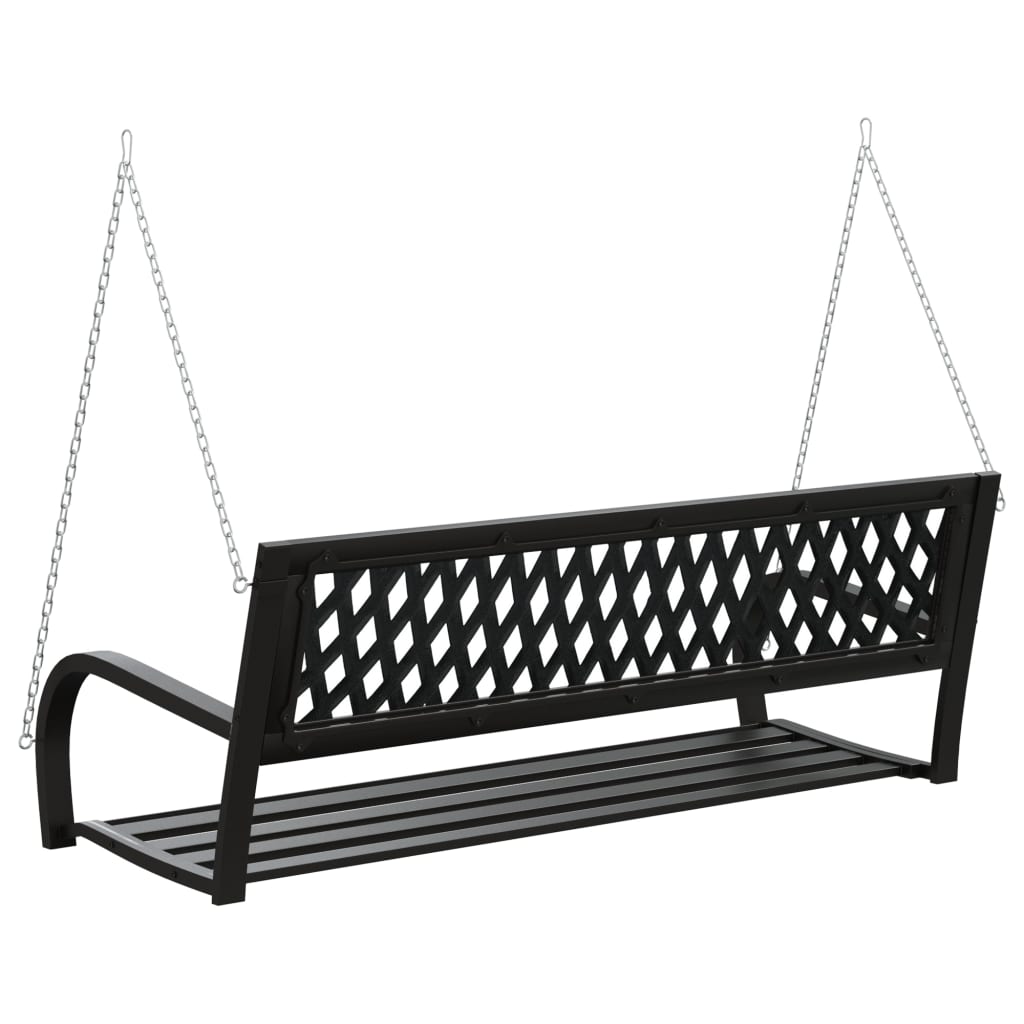 vidaXL Garden Swing Bench 125 cm Steel and Plastic Black - 30418