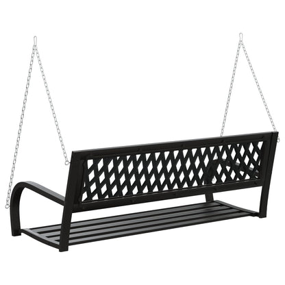 vidaXL Garden Swing Bench 125 cm Steel and Plastic Black - 30418