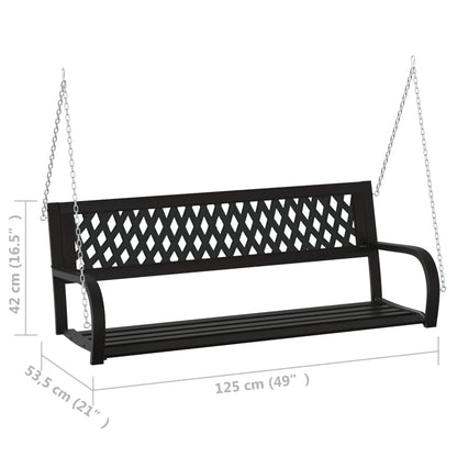vidaXL Garden Swing Bench 125 cm Steel and Plastic Black - 30418