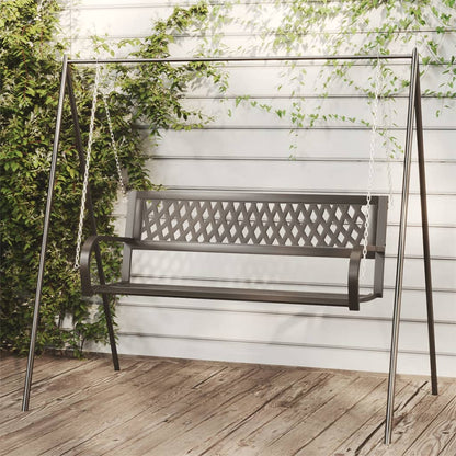 vidaXL Garden Swing Bench 125 cm Steel and Plastic Black - 30418