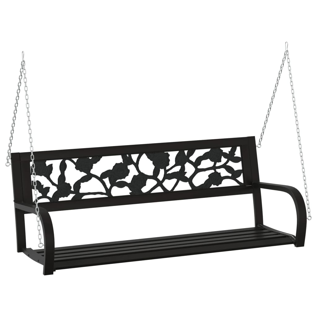 vidaXL Garden Swing Bench 125 cm Steel and Plastic Black - 30421