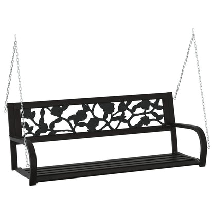vidaXL Garden Swing Bench 125 cm Steel and Plastic Black - 30421