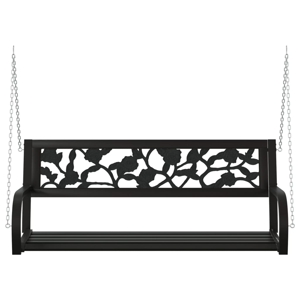 vidaXL Garden Swing Bench 125 cm Steel and Plastic Black - 30421