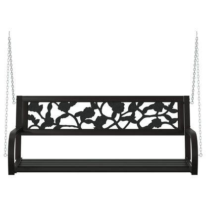 vidaXL Garden Swing Bench 125 cm Steel and Plastic Black - 30421