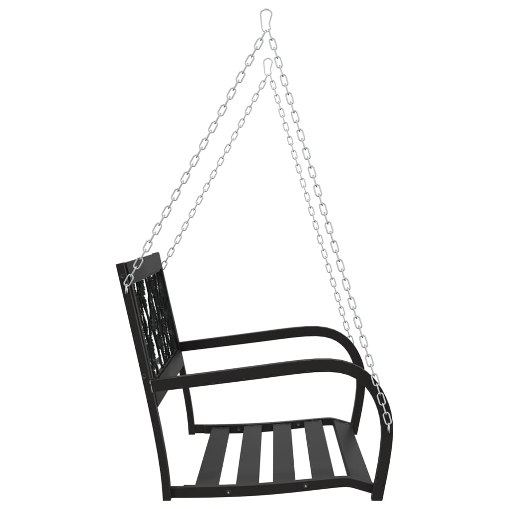 vidaXL Garden Swing Bench 125 cm Steel and Plastic Black - 30421