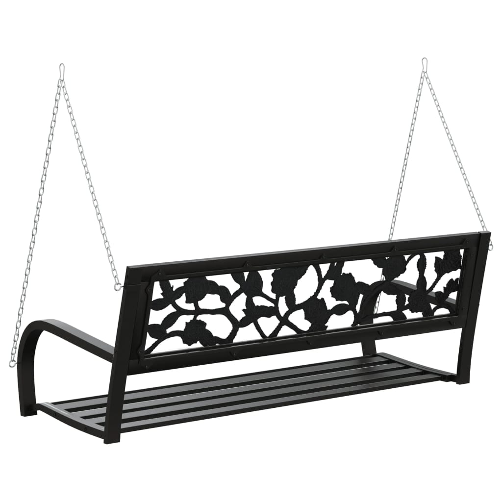 vidaXL Garden Swing Bench 125 cm Steel and Plastic Black - 30421