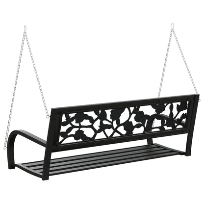 vidaXL Garden Swing Bench 125 cm Steel and Plastic Black - 30421