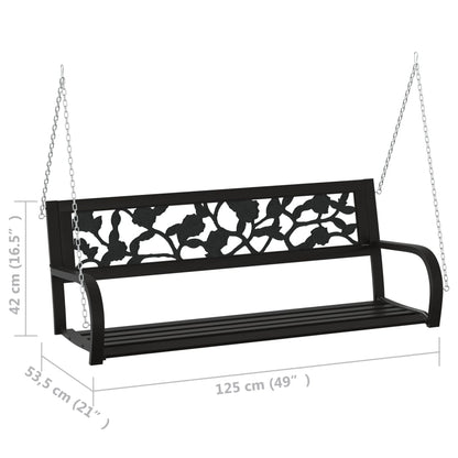 vidaXL Garden Swing Bench 125 cm Steel and Plastic Black - 30421