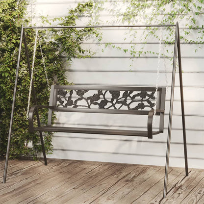 vidaXL Garden Swing Bench 125 cm Steel and Plastic Black - 30421
