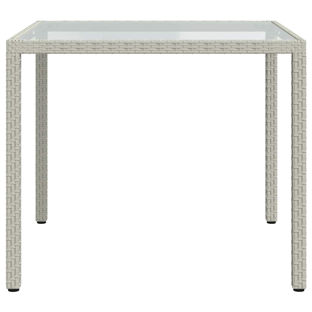 vidaXL Garden Table 90x90x75 cm Tempered Glass and Poly Rattan White