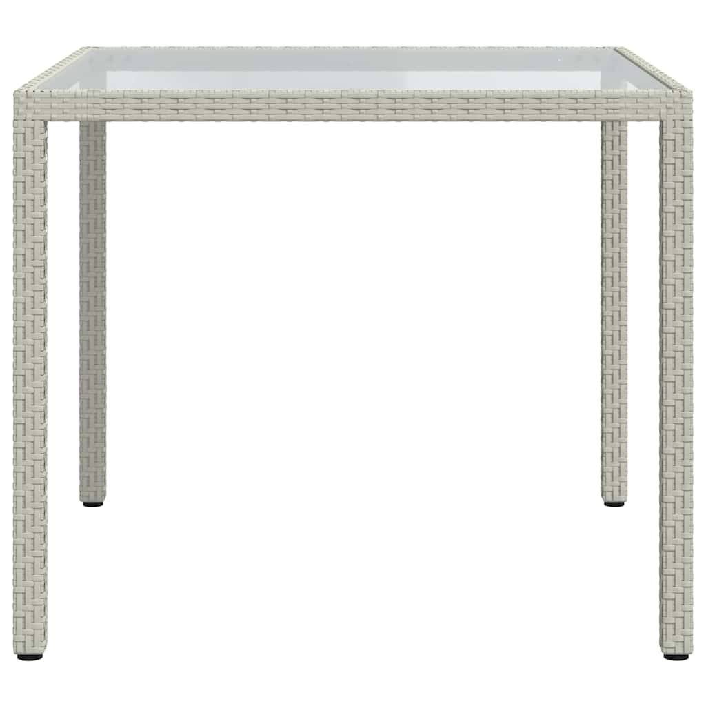 vidaXL Garden Table 90x90x75 cm Tempered Glass and Poly Rattan White