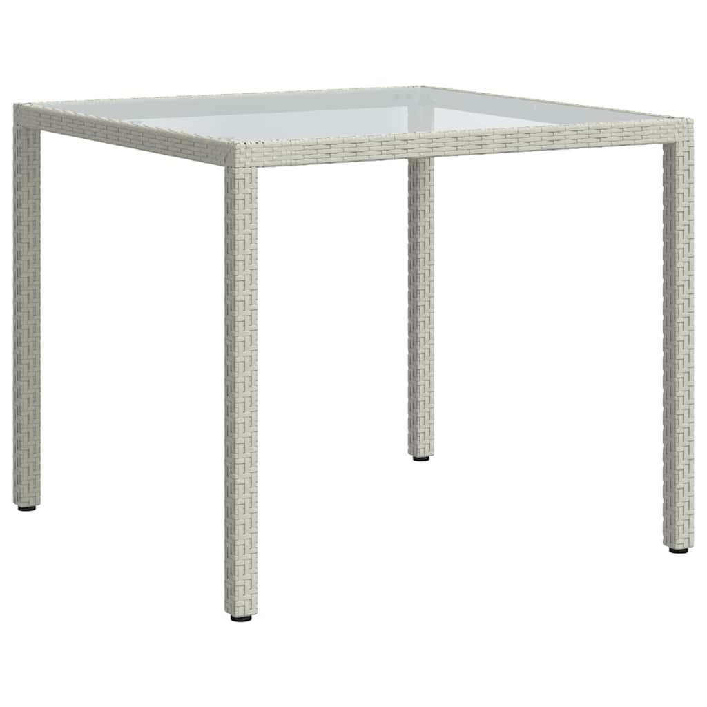 vidaXL Garden Table 90x90x75 cm Tempered Glass and Poly Rattan White