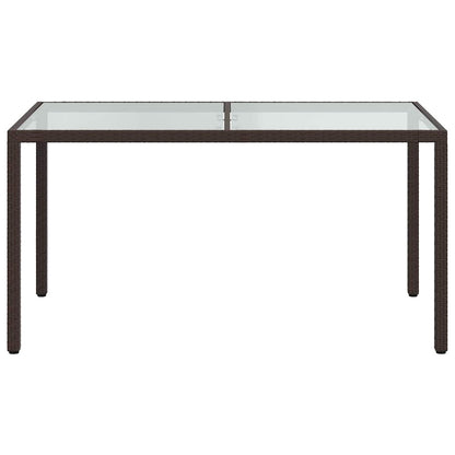 vidaXL Garden Table 150x90x75 cm Tempered Glass and Poly Rattan Brown
