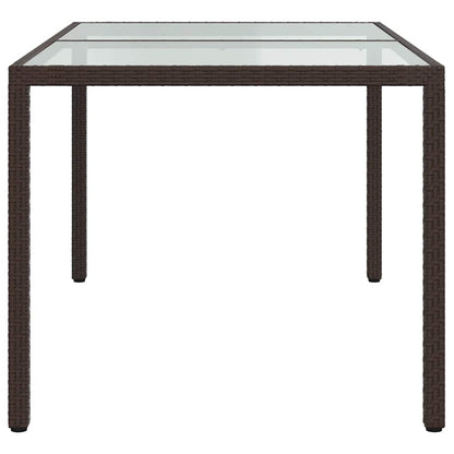 vidaXL Garden Table 150x90x75 cm Tempered Glass and Poly Rattan Brown