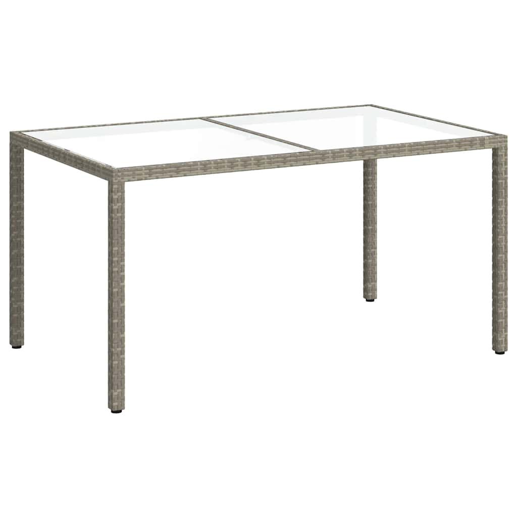 vidaXL Garden Table | Grey | Poly rattan, tempered glass, powder-coated steel - 150 x 90 x 75 cm