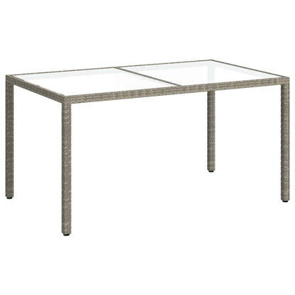 vidaXL Garden Table | Grey | Poly rattan, tempered glass, powder-coated steel - 150 x 90 x 75 cm