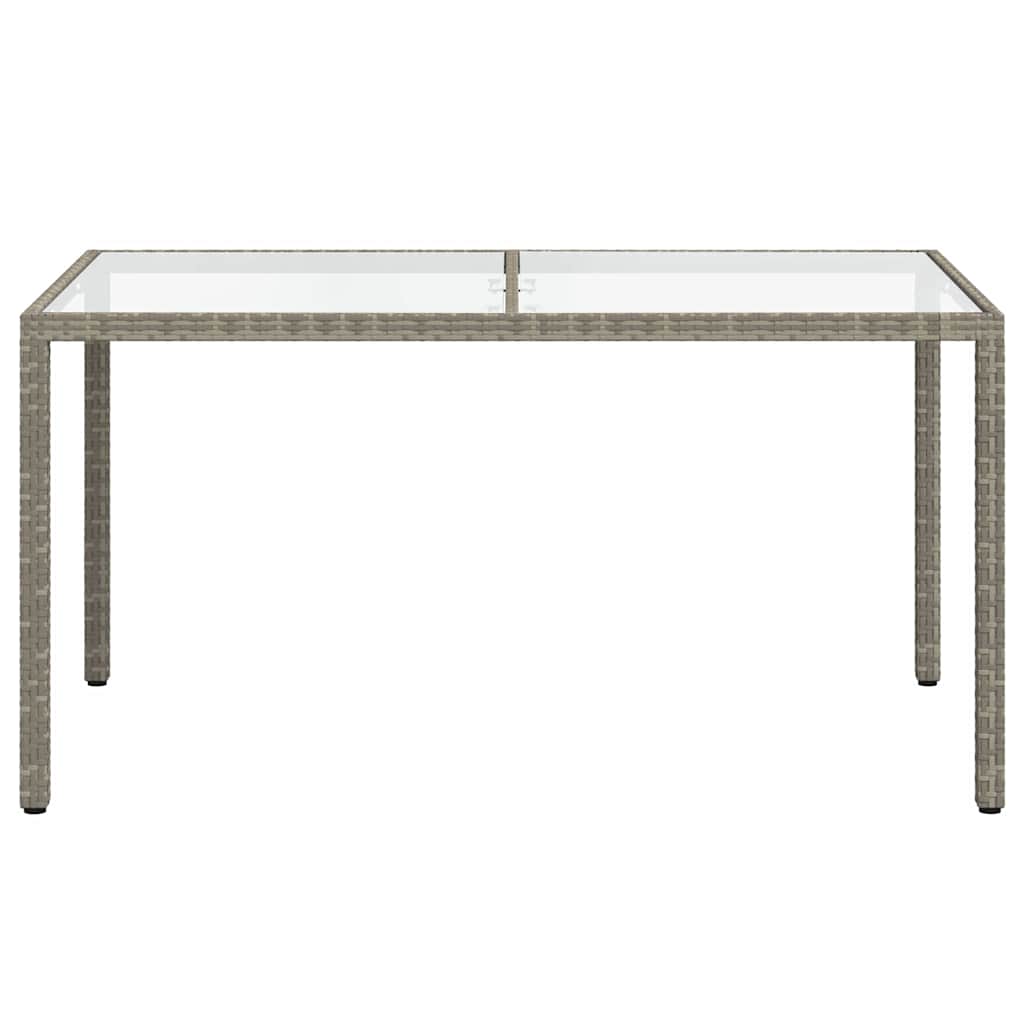 vidaXL Garden Table | Grey | Poly rattan, tempered glass, powder-coated steel - 150 x 90 x 75 cm