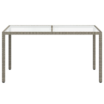 vidaXL Garden Table | Grey | Poly rattan, tempered glass, powder-coated steel - 150 x 90 x 75 cm