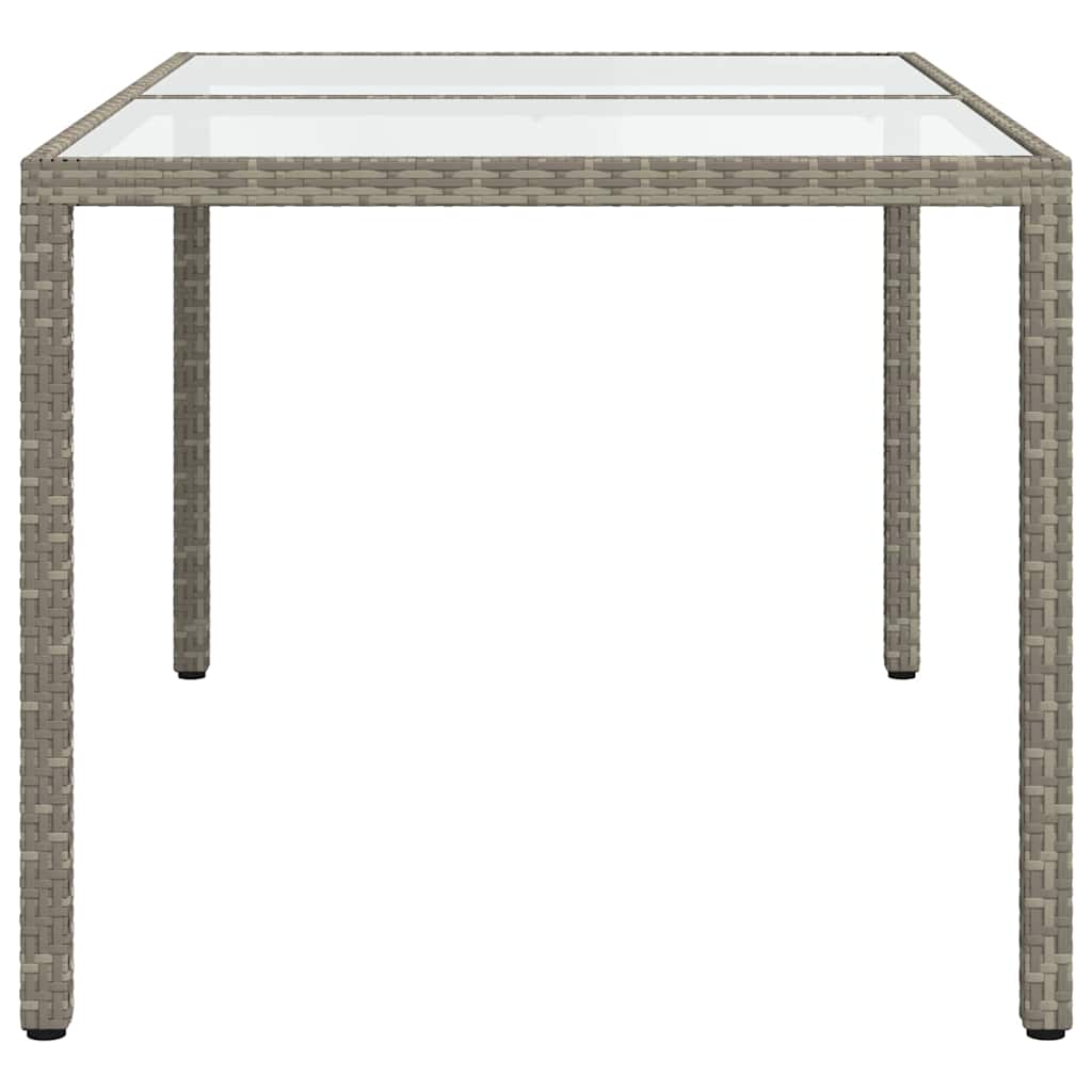 vidaXL Garden Table | Grey | Poly rattan, tempered glass, powder-coated steel - 150 x 90 x 75 cm
