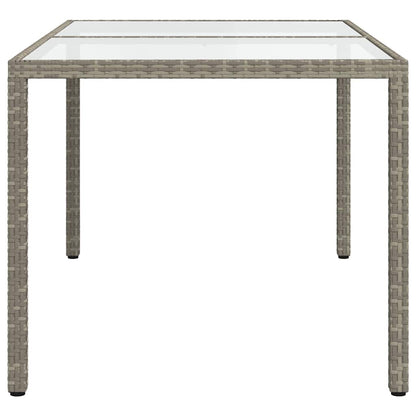 vidaXL Garden Table | Grey | Poly rattan, tempered glass, powder-coated steel - 150 x 90 x 75 cm