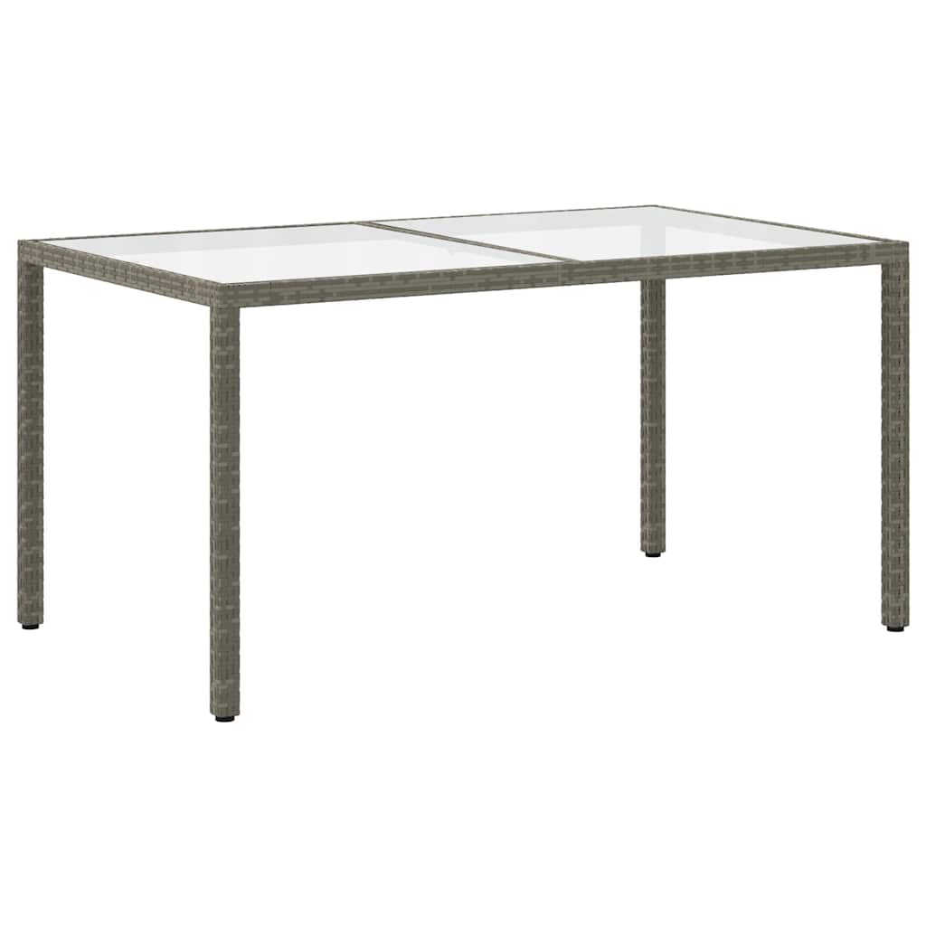 vidaXL Garden Table | Grey | Poly rattan, tempered glass, powder-coated steel - 150 x 90 x 75 cm