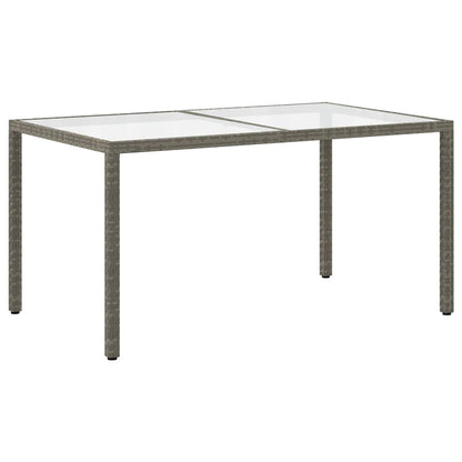 vidaXL Garden Table | Grey | Poly rattan, tempered glass, powder-coated steel - 150 x 90 x 75 cm