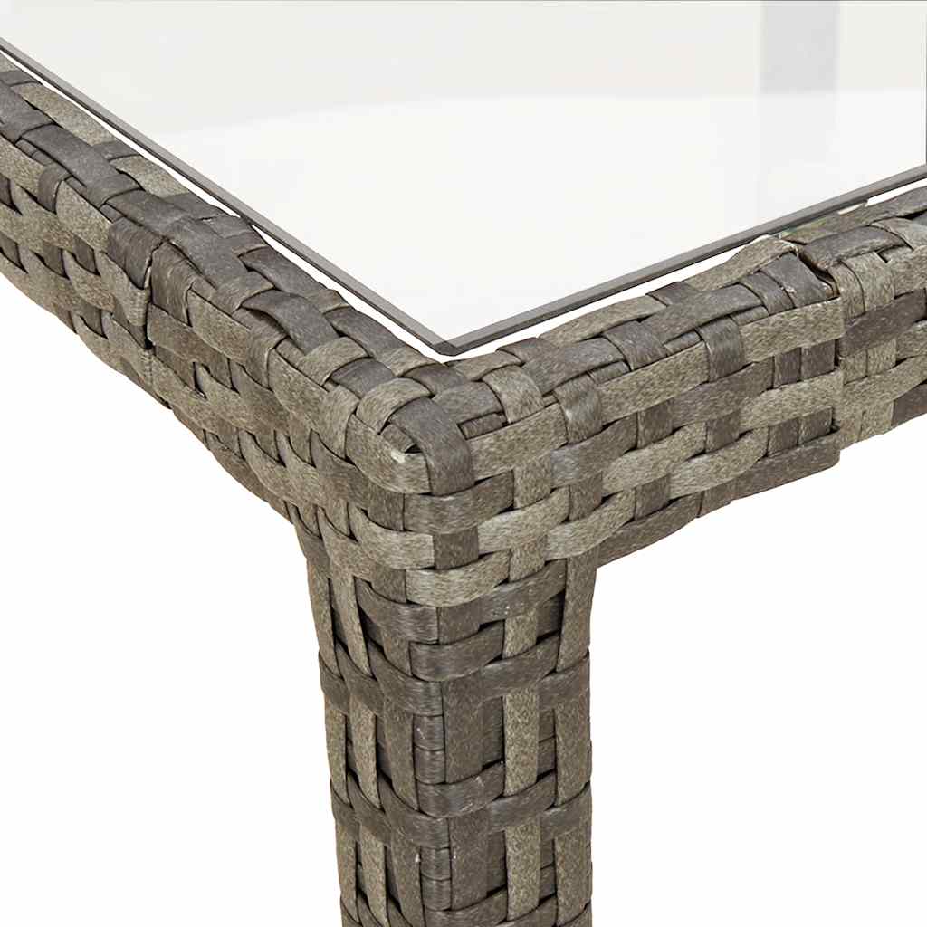 vidaXL Garden Table | Grey | Poly rattan, tempered glass, powder-coated steel - 150 x 90 x 75 cm
