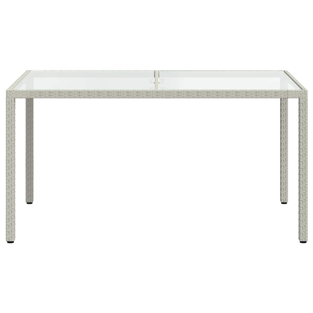 vidaXL Garden Table 150x90x75 cm Tempered Glass and Poly Rattan White
