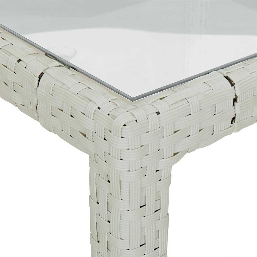 vidaXL Garden Table 150x90x75 cm Tempered Glass and Poly Rattan White