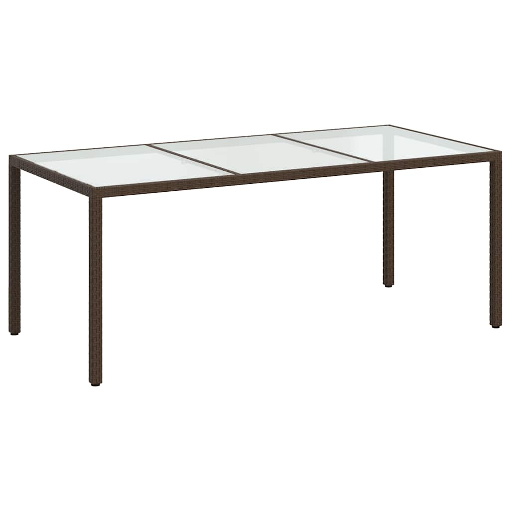vidaXL Garden Table Brown 190x90x75 cm Tempered Glass and Poly Rattan