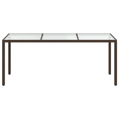 vidaXL Garden Table Brown 190x90x75 cm Tempered Glass and Poly Rattan