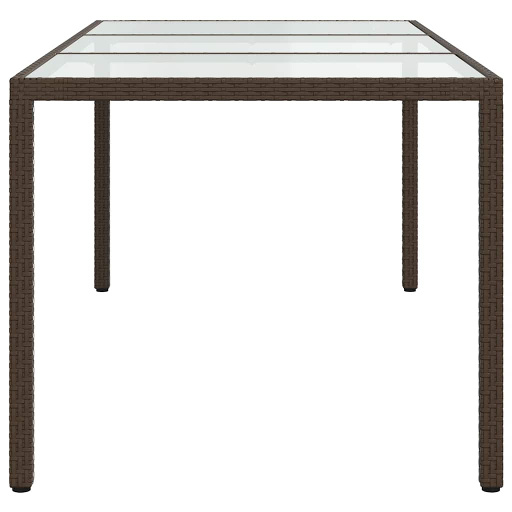 vidaXL Garden Table Brown 190x90x75 cm Tempered Glass and Poly Rattan