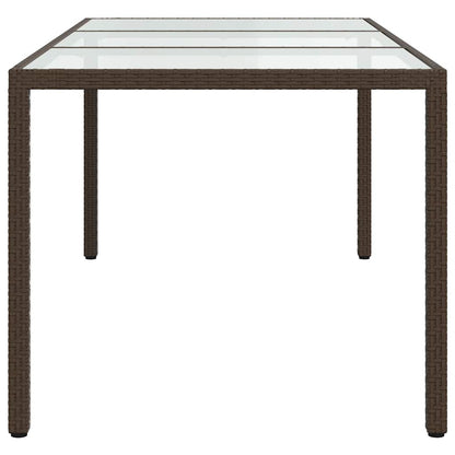 vidaXL Garden Table Brown 190x90x75 cm Tempered Glass and Poly Rattan