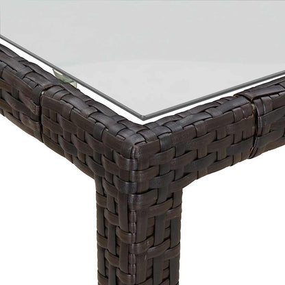 vidaXL Garden Table Brown 190x90x75 cm Tempered Glass and Poly Rattan
