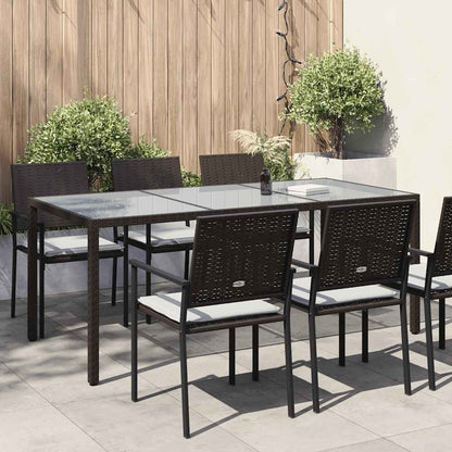 vidaXL Garden Table Brown 190x90x75 cm Tempered Glass and Poly Rattan