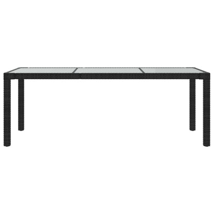 vidaXL Garden Table Black 190x90x75 cm Tempered Glass and Poly Rattan