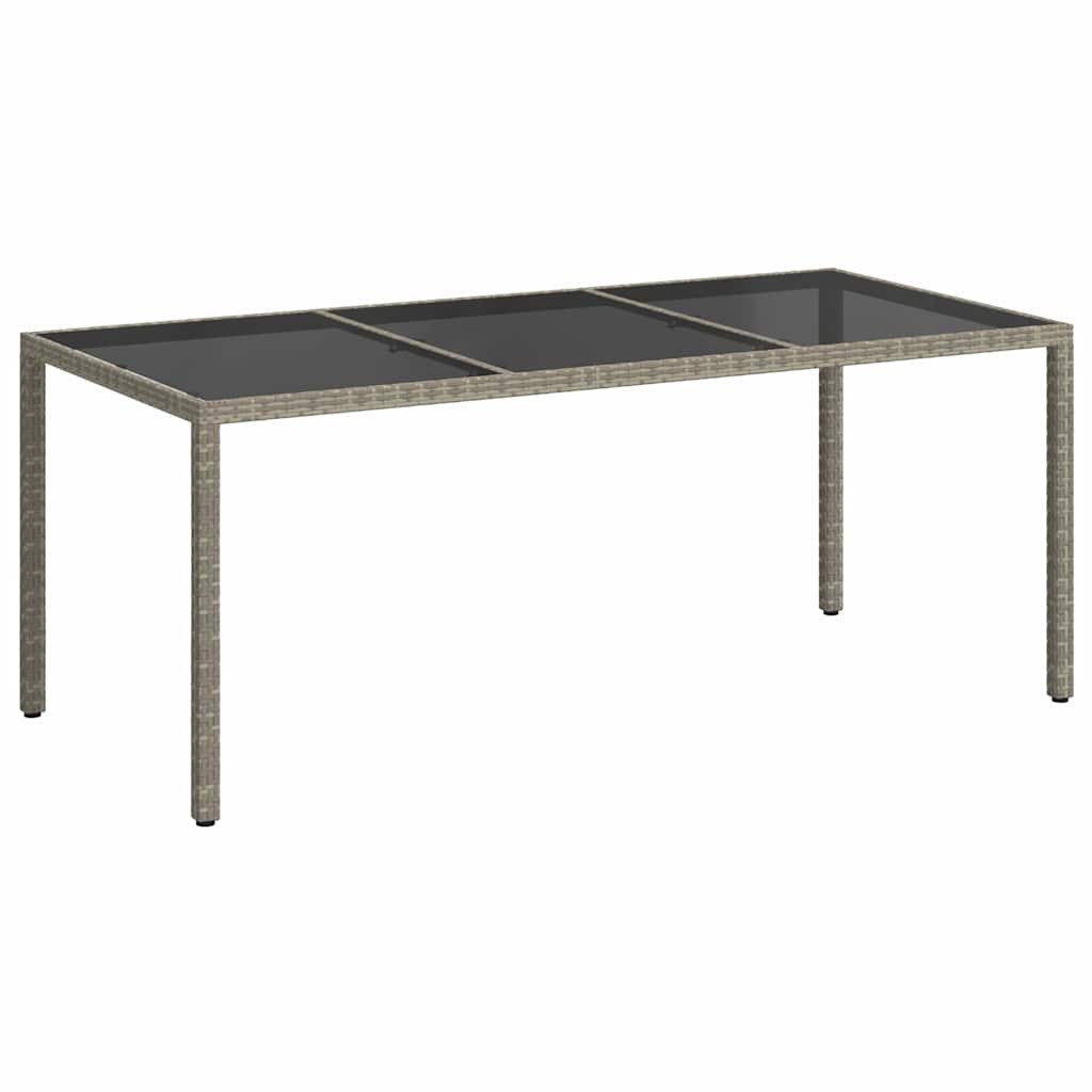 vidaXL Garden Table Grey 190x90x75 cm Tempered Glass and Poly Rattan - 24082