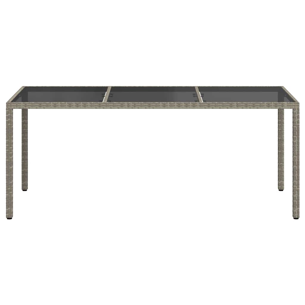 vidaXL Garden Table Grey 190x90x75 cm Tempered Glass and Poly Rattan - 24082