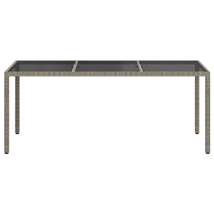 vidaXL Garden Table Grey 190x90x75 cm Tempered Glass and Poly Rattan - 24082